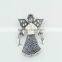 Xmas Gift Antique Sliver Jewelry Christmas Angel Pin AB Rhinestone White Enamel Brooches