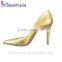 Golden color patent leather wholesale high heel shoes for eleglant ladies