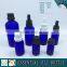 Acid Etch frosted cobalt blue glass essential oil bottle