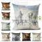 Woven Linen Horses Style Cushion Cover Sofa Car Office Home Decorative Pillows Case Horse Pattern Printing