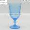 press Wine goblet,Hiball,DOF, sundae cup color glass in seablue with sakura design embossed