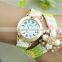 geneva brand lady scarf watch crystal fabric double strap women watches