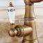 Factory New Product Antique Brass Long Swivel Curved Spout Basin Bathroom Faucet FLG100047