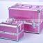 Soozier Professional 14" Pink Expandable Professional Makeup Artist Cosmetic Organizer Travel Case with Pull-Out Trays - Pink