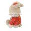 cheap custom plush rabbit toys in red clothes
