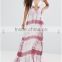 Summer New Style Sexy Printed Maxi Beach Dress Plunge Neck Sleeveless Backless One Piece Floor-length Beach Dress