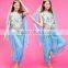 Paillettes halter top with sparkle dots panels harem pants for belly dance