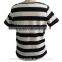 Round Collar Short Sleeve Strip Pattern Cotton Shirt