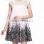 retro vintage design party club black a line lace skirt/Ink printing skirt