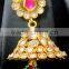 GOLD PLATED Polki Necklace Jhumka Chandelier EARRING Set