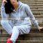 Hot Sale Womens Tracksuits Full Zip Hoodie Jacket Grey Cotton Fleece Tracksuit Tops Tapered Jogger Pants Tracksuit Bottoms
