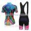 Colorful Women Cycling Jersey Bike Wear (Bib) Shorts Set Outdoor Sportwear Short Sleeve Cycling Clothing Suit