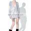 Custom Metallic Silver Surplice Dress with Batwing Long Sleeves