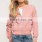 2017 Spring woman coats and jackets soft fabric women plain bomber jacket wholesale