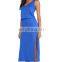 CHEFON Split v ankle length jersey knit maxi dress