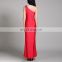 2016 Alibaba Latest Design European Style One Shoulder Elegant Red Bodycon Maxi Evening Dress