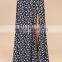 Navy Blue Floral Print Long Maxi Skirt 2017
