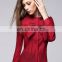 fashion red color bowknot round neck lond sleeves office lady linen shirt blouse