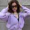 Custom logo women's crop top long sleeve sweatshirts zip jacket hoodies