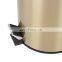 Hot sale household 3L 5L 12L round golden stainless steel pedal bin with soft close