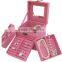 three-layer Princess Suede Velvet Jewelry Box / organizer / display storage Case with Mirror