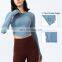 Built In Bra Custom Logo Soft 2023 Active Sportswear Training Compression Slimming Long Sleeve Sexy Fitness Gym Shirts For Women