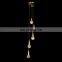 Living room decorative gold luxury led pendant light hotel modern hanging lamp stairwell large long k9 crystal chandelier