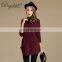 Long Sleeves Loose Cashmere Pure Wine Red Young Girls Knit Sweaters