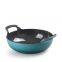 Hot Selling Chinese Large Round Wok Cookware 26cm Blue Enameled Cast Iron Food Warmer Casseroles Non Stick Stewpot With Lid