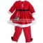 2015 wholesale Santa Claus striped pants children Christmas baby costume Infant Girl Clothing Set