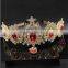 Top quality handmade bridal hair accessories luxury red crystal crown big crowns
