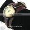FT1403 Alloy Case long leather strap quartz movt old style Copper watch