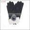 Fashion lady black pigsuede leather gloves with a fuzzy ball