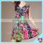 V Neck Flower Printed Fabric Patterns Lady Dress