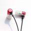 2015 China market of electronic high quality comfortable in-ear flat cable metal earhphone with mic for mobile phone/ mp3 player