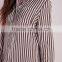 collarless shirt dress camel stripe