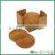 Graceful 6Pcs Square Round Bamboo Chinese Tea Cup Saucers Set & Holder