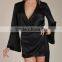 Mini sexy silk robe in black satin