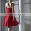 2014 New Chiffon Red Strapless Bridesmaid Dresses Gowns A Line Knee Length Homecoming Dresses Gowns Custom Made