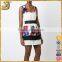 Women multicolor sleeveless flower applique mini dress
