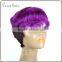 100% Virgin Brazilian hair lace front wig mixed color curly bang short hair wig attractive design PRB/Purple#