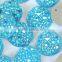 12mm 14mm 16mm round shape flat back plastic rhinestone with holes Aquamarine Blue AB sew on resin gems for garment decoration