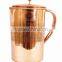 IndianArtVilla Pure Copper Designer Jug Pitcher With Lid 1750 ML - Storage Drinking Water Home Hotel Restaurant Benefit Yoga