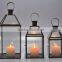 Decorative Glass Pillar Candle Lanterns in Antique Brass CA017