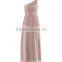 Plain style pleated skirt sleeveless one shoulder evening dress