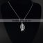 Elegant Fashion jewelry 925 silver plated pendant necklace skeleton big leaf
