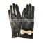 Fashion girl new style white bowknot sheepskin leather gloves