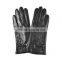 Fashion ladies sheepskin leather gloves with black bowknot cuff