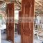 Engraving Solid Wood With Glass Double Door Real Thai Teak Wood Main Door Designs No.3