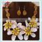 No.1 yiwu exporting commission agent wanted shell flower design European and American style gemstone necklace earrings set